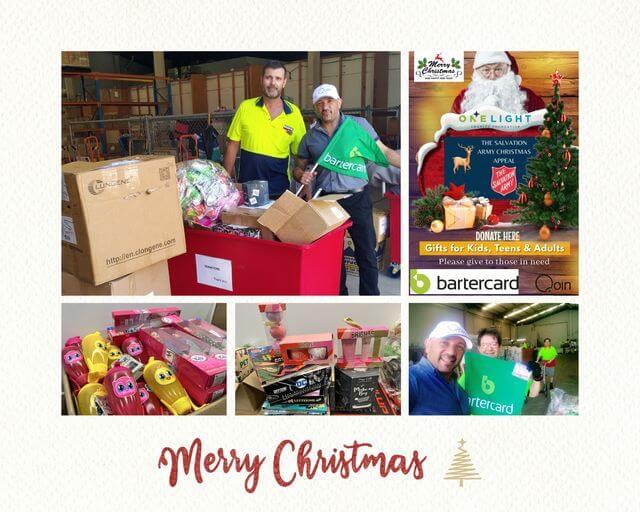 Collage of Christmas photos donating items to charities