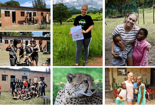Collage of 7 photos of Africa volunteer outreach program
