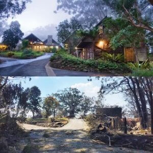 The Gold Coast hinterland bushfire Before and After Photos of heritage listed Binna Burra Lodge destroyed on the 8th of September 2019