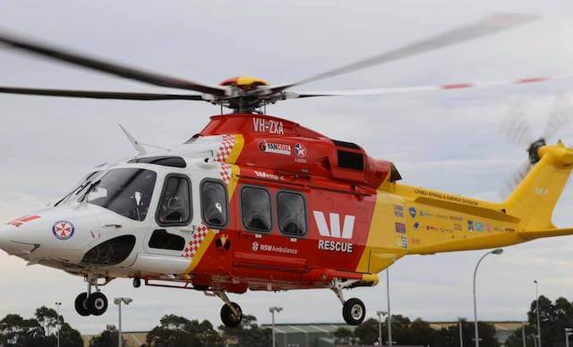 Image of Red, White and Yellow Westpac Helicopter Services