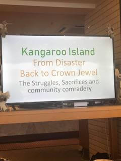 Text on white board Kangaroo Island from disaster back to crown jewel