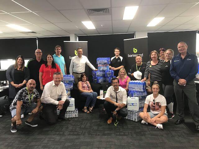 Bartercard Australia staff donating water at their Bushfire Lunch